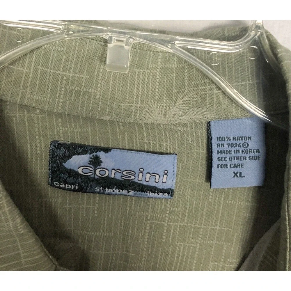 Corsini capri St‎ Tropez Ibiza button up size XL Green Hawaiian shirt
